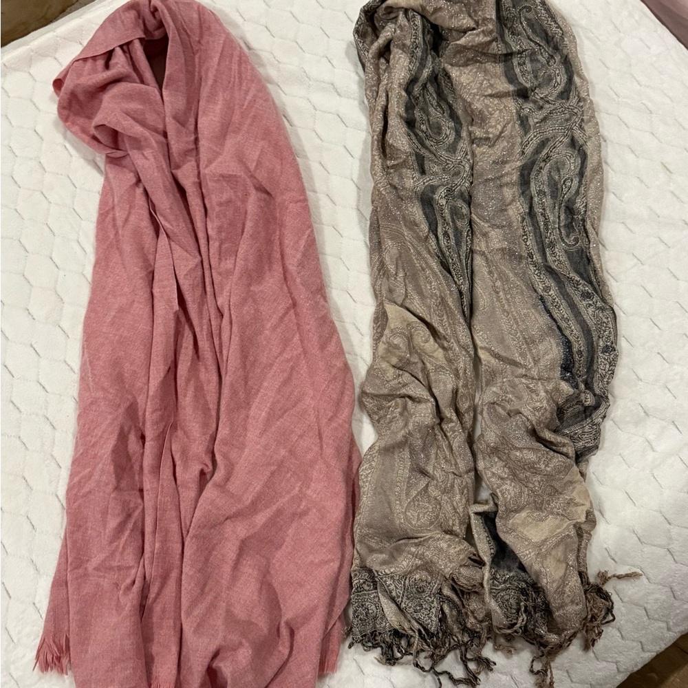 Pink and Paisley Scarves Set